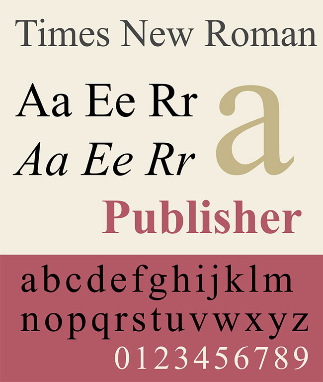 Font Times New Roman nổi tiếng với 