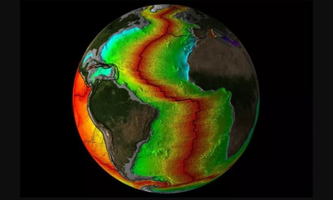 Những mảng kiến tạo tạo thành Đại Tây Dương. (Ảnh: NOAA).