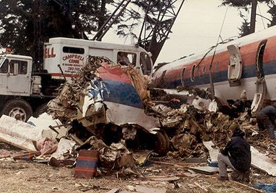 Chiếc máy bay DC-8 của United Flight 173 sau khi rơi ở khu ngoại ô Portland. (Ảnh: pinterest.co.uk).